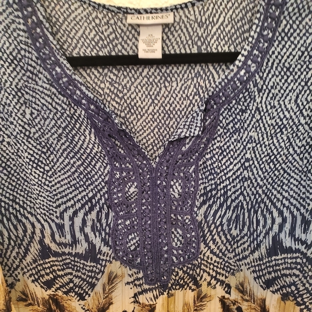 Catherines 2x Mixed Color Mixed Pattern Blouse Top - image 3